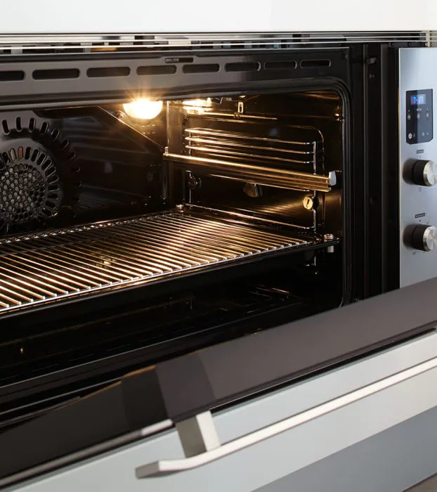 A built-in gas oven, shown as part of a comparison between gas vs electric oven by MVP Appliances